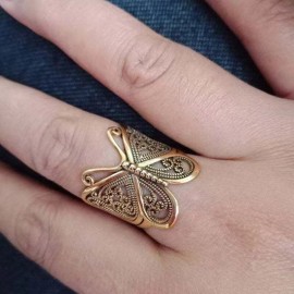 Retro Tibetan Silver Butterfly Ring Women's Fashion  Boho Ethnic Turkish Vintage Wedding Rings