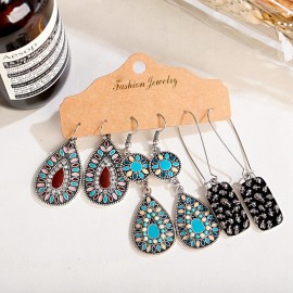 Summer Corful Water Drop Earrings Set For Women Silver Color Alloy Bohemian Earrings 2020 New Brincos Fashion Jewelry