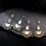 Trendy Women's India Water Drop Alloy Tassel Stud Earrings Gold Silver Color Tibetan Jewelry Bohemia Jhumka Earrings