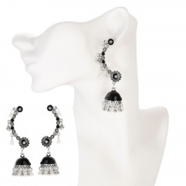 Vintage Black Dripping Oil Indian Earring For Women Pendient Ethnic Flower Earring Tibetan Jewelry Brincos