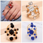 Vintage Corful CZ Zircon Rings Indian Jewelry Retro Blue White Finger Ring For Women Bohemian Wedding Jewelry Gift