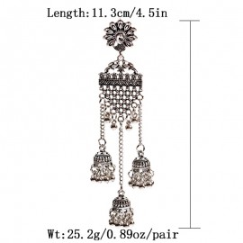 Vintage Geometric Long Jhumka Earrings For Women Flower Boho Jewelry Ladies Chain Tassel Earrings Wedding Jewelry