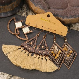 Vintage Water Drop Geometric Alloy Handmade Earrings Set For Women Ethnic Boho Tassel Earrings Dripping Oil Jewelry