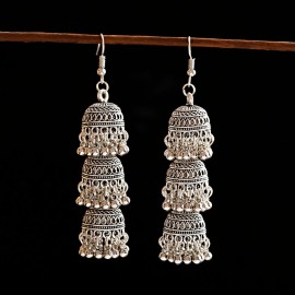 Women's Egypt Vintage Gold Silver Color Jhumka Earrings Indian Jewelry Turkish Bells Tassel Statement Earrings Tribal Gypsy
