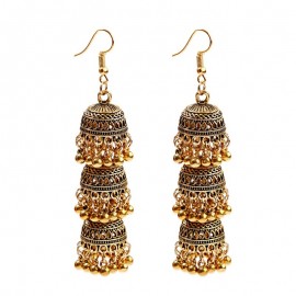 Women's Egypt Vintage Gold Silver Color Jhumka Earrings Indian Jewelry Turkish Bells Tassel Statement Earrings Tribal Gypsy