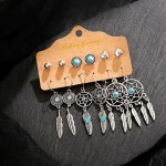 Women's Silver Color Dreamcatcher Earrings Set For Women Bohemian Vintage Jewelry 2022 Geometric Earrings