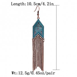 Women's Tassel Dangle Earrings Rhombus Alloy Long Chain Bohemia Earrings Jhumka Earrings Orecchini Etnici