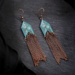 Women's Tassel Dangle Earrings Rhombus Alloy Long Chain Bohemia Earrings Jhumka Earrings Orecchini Etnici