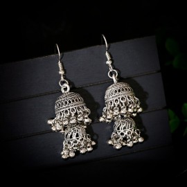 Bohemia Indian Earring For Women Ethnic Silver Color Small Bells Tassel Earrings Turkish Tribal Gypsy Jewelry Jhumka