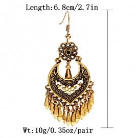 Bohemia Retro Gold Color Earring For Women Gypsy Flower Tassel Dangling Earrings Turk Jhumka Indian Jewelry