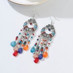 Bohemian Classic Women's Corful Crystal Tassel Earrings 2021 Fashion Jewelry Silver Color Flower Wedding Earrings Hangers