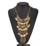 Bohemian Vintage Gold Color Statement Indian Necklace Women's Ethnic Turquoises Necklaces Maxi Gypsy Big Choker Necklace