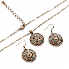 Boho Beads Jewelry Set Bijoux Water Drop Earring Necklace Set Bridal Wedding Jewelry Hangers Turquoises Necklace Set