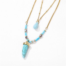 Boho Crescent Turquoises Necklace For Women Vintage Long Necklace Pendants Jewelry Accessories Gift