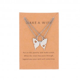 Classic Butterfly Pendant Necklace For Women Jewelry Stainless Steel Heart Necklaces Couple Friendship Jewelry