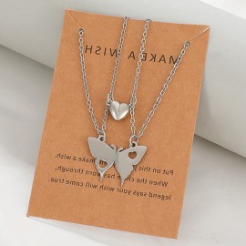 Classic Butterfly Pendant Necklace For Women Jewelry Stainless Steel Heart Necklaces Couple Friendship Jewelry