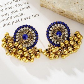 Classic Ethnic CZ Indian Earrings For Women Gypsy Round Alloy Jhumka Earring Fashion Jewelry Orecchini