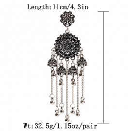 Classical Geometric Long Chain Bell Tassel Hanging Earrings Gypsy Afghan Tibetan Jewelry Bohemia India Jhumka Earrings