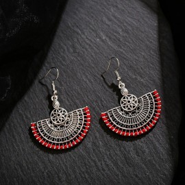Ethnic Antique Semicircle Silver Color Earrings Female Wire Winding Anniversary Bridal Earrings Party Wedding Jewelry Ornaments