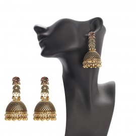 Ethnic Big Gold Color Indian Jhumka Earrings For Women Pendient Retro Bells Tibetan Earrings Oorbellen