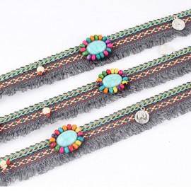 Ethnic Colorful Beads Necklace for Women Boho Turquoises Choker Necklaces Cotton Tassel Jewelry On The Neck Clothes Accessories
