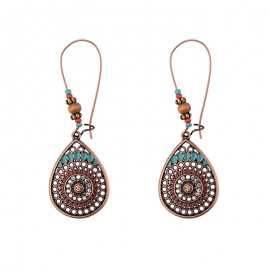 Ethnic Dangle Earrings Bohemian India Jewelry For Women Hollow Crystal Beads Out Dripping Oil Earrings Tibetan Jewelry