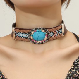 Ethnic Gypsy Boho Necklace For Women Collares Statement Jewelry Turquoises Indian Necklaces Pendants