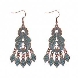 Ethnic Indian Alloy Blue Stone Beads Tassel Dangle Earrings For Women Gypsy Jhumka Jhumki Earring Statement Drop Earrings