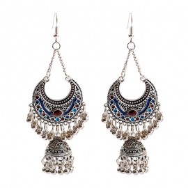 Ethnic Tribe Blue Silver Color India Jhumke Ladies Earrings 2020 Bohemian Tassel Drop Earrings Hangers