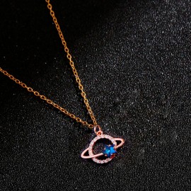 Fashion Universe Necklace  For Women Charm Gold Color Chain Choker Copper Blue CZ Star Choker Party Necklaces Gift Jewelry