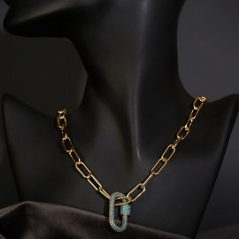 Gargantilla de zirconio ovalado para hombre y mujer, collar con colgante, cadena de Color dorado, estilo clásico, Steampunk
