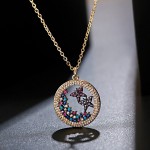 Gold Color Butterfly Pigeon Necklace Pandant Zircon For Women CZ Rainbow Chain Necklace Long Collares De Moda