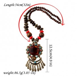Handmade Bohemia Nepal Necklace Buddhist Wood Beads Pendant& Necklace For Women Ethnic Flower Long Statement Jewelry Women Men