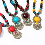Handmade Bohemia Nepal Necklace Buddhist Wood Beads Pendant& Necklace For Women Ethnic Flower Long Statement Jewelry Women Men