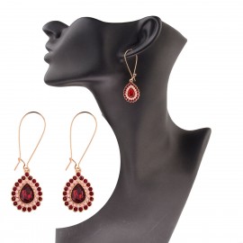New Classic Red Blue CZ Dangle Earrings For Women Ethnic Vintage Bohemian Water Drop Statement Earrings