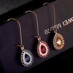 New Classic Red Blue CZ Dangle Earrings For Women Ethnic Vintage Bohemian Water Drop Statement Earrings