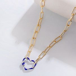 Punk Heart Dripping Oil Necklace For Women Classic Gold Color Long Chain Choker Copper Charm Choker Party Necklaces Men Jewelry