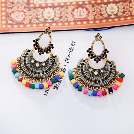 Retro Bohemia Beads Tassel Indian Earrings Women 2019 Ethnic Geometric Alloy Earrings Wedding Earrings Hangers