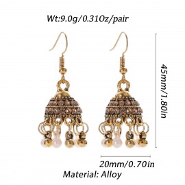 Retro Classic Small Bell CZ Earrings Women's Ethnic Pearl Tassel Earrings Piercing Wedding Jewelry Gifts
