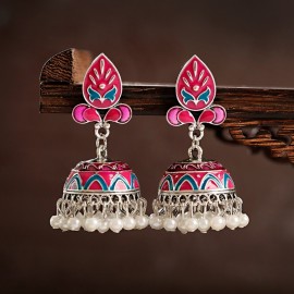 Retro Flower Tassel Gypsy Indian Earrings For Women Boho Jewelry Ladies Vintage Synthetic Pearl Beads Jhumka Earrings