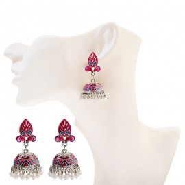 Retro Flower Tassel Gypsy Indian Earrings For Women Boho Jewelry Ladies Vintage Synthetic Pearl Beads Jhumka Earrings