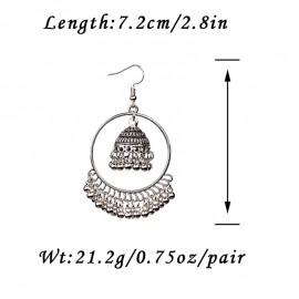 Round Turkish Vintage Jhumka Earrings Women's Gold Color Bells Drop Ethnic Indian Turkey Jewelry Boho Bijoux HXE087