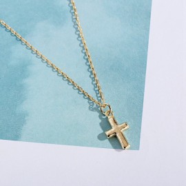 Simple Fashion Gold Color Cross Pendant Necklace For Men Classic Luxury Ladies Necklaces Long Chain Male Necklaces Gifts