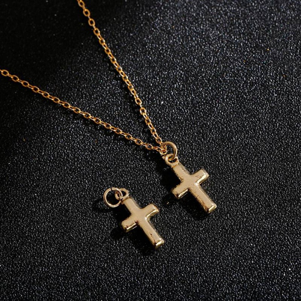 Simple Fashion Gold Color Cross Pendant Necklace For Men Classic Luxury Ladies Necklaces Long Chain Male Necklaces Gifts