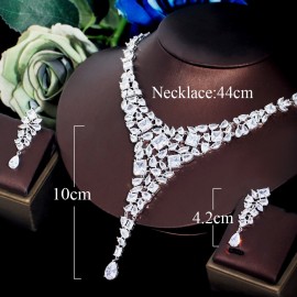 ThreeGraces 2pcs Sparkling Cubic Zirconia Silver Color Luxury Bridal Wedding Jewelry Set for Women Party Dress Accessories TZ780