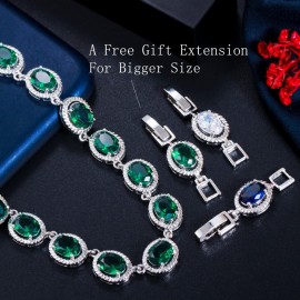 ThreeGraces 3pcs High Quality Green Cubic Zirconia Classic Silver Color African Women Wedding Party Costume Jewelry Sets TZ562