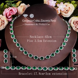 ThreeGraces 3pcs High Quality Green Cubic Zirconia Classic Silver Color African Women Wedding Party Costume Jewelry Sets TZ562