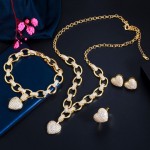 ThreeGraces 4 Pcs Fashion Cubic Zirconia Heart Shape Pendant Necklace Earrings Bracelet Ring Party Jewelry Set for Women TZ642