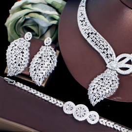 ThreeGraces 4pcs Brilliant Cubic Zirconia Stone Luxury African Dubai Bridal Jewelry Set for Women Party Dress Accessories TZ832