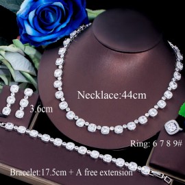 ThreeGraces 4pcs Gorgeous Cubic Zirconia Stone Bridal Wedding Party Earrings Necklace Ring Bracelet Jewelry Set for Women TZ772